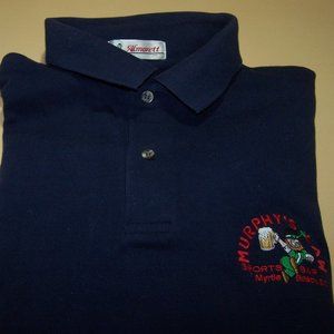 Vintage Murphy's Law Sports Bar Embroidered Logo XL Blue Polo Golf Shirt